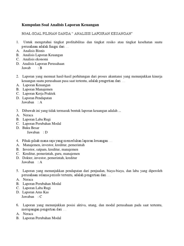 Kumpulan Soal Analisis Laporan Keuangan | Pdf