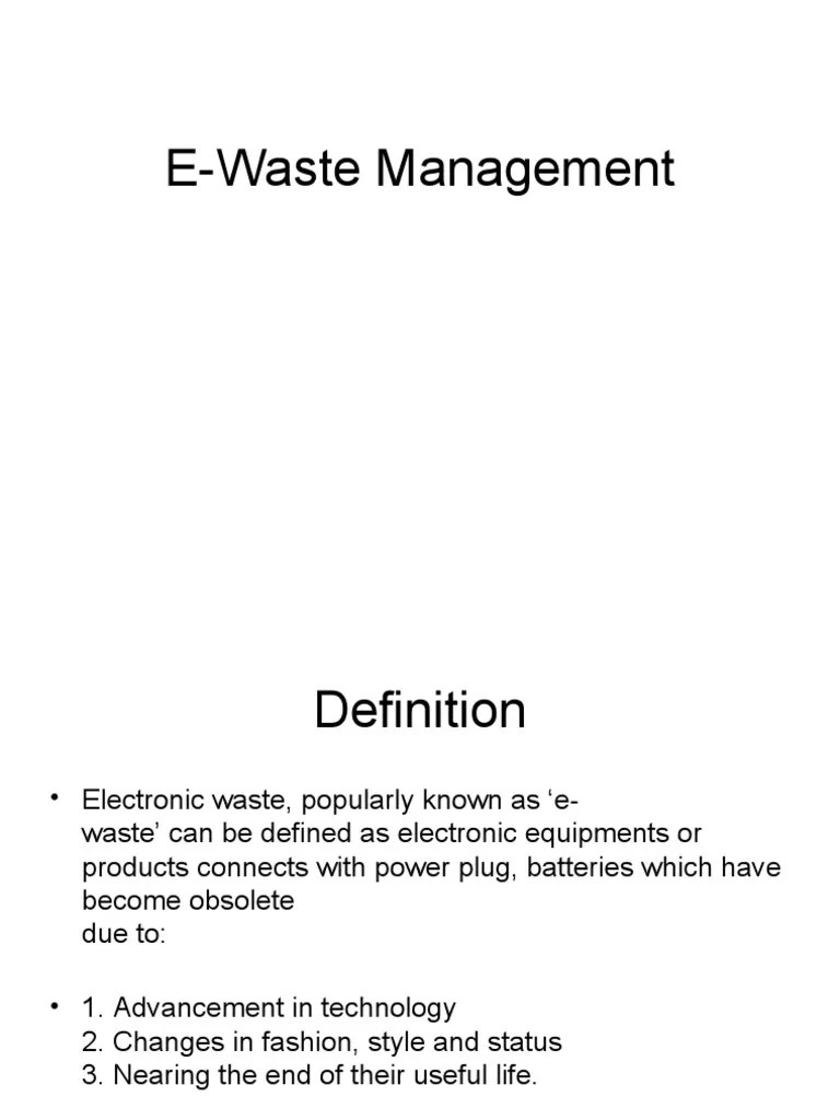EWaste Management PDF Electronic Waste Waste