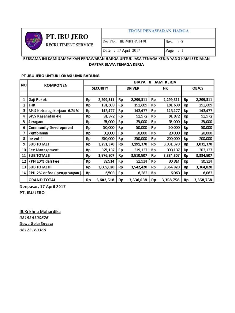 Penawaran Umk Badung | PDF