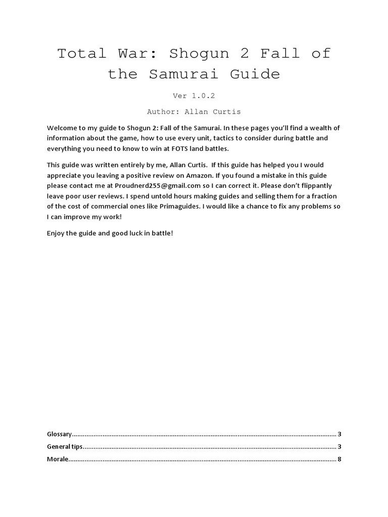 Shogun 2 FOTS Guide 1.0.2 PDF Infantry Wars & Military