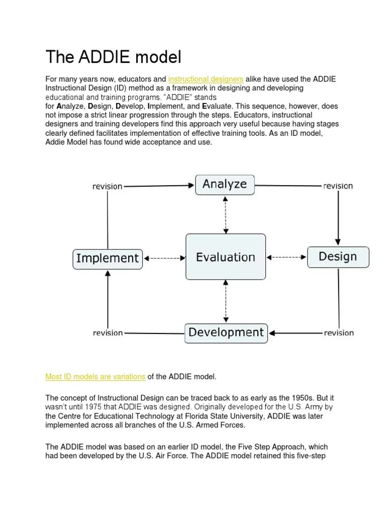 The ADDIE Model Instructional Design Pedagogy Free