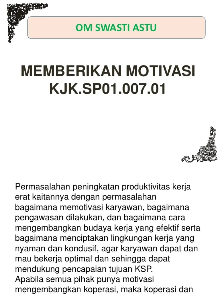 KJK - sp01.007.01 Memberikan Motivasi | PDF