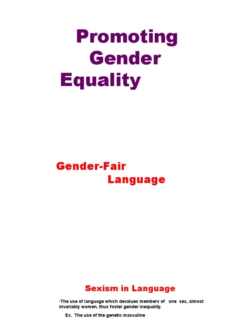 Gender Fair Language Classroom Management Gender