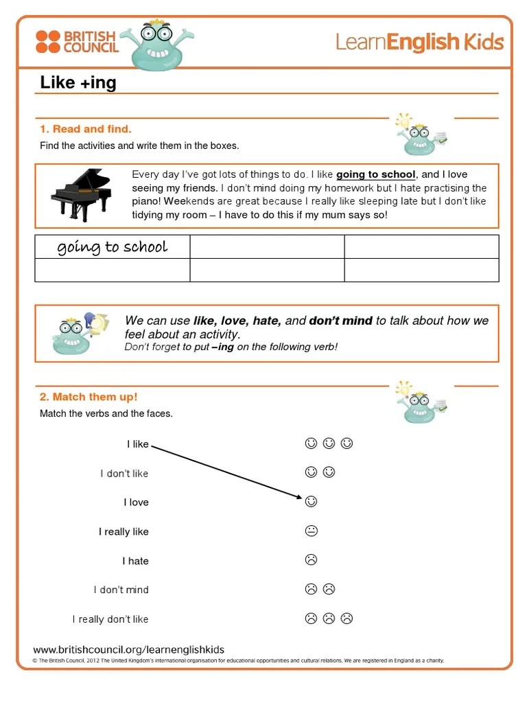grammargameslikeingworksheet.pdf Linguistics Syntax