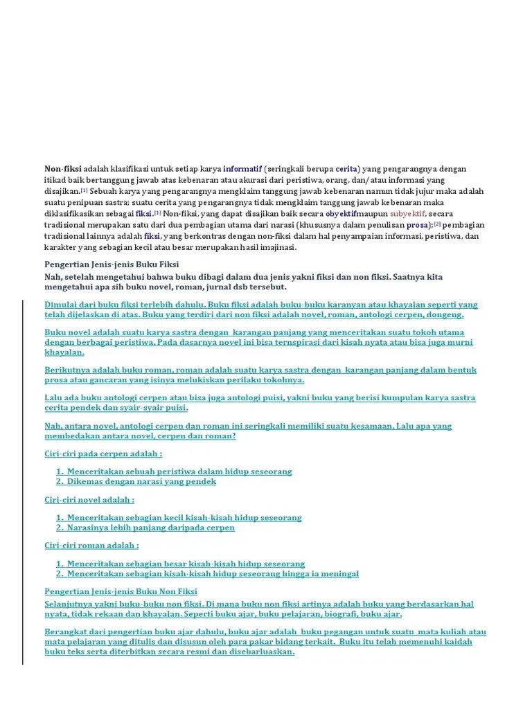 15 Pengertian Cerpen Non Fiksi