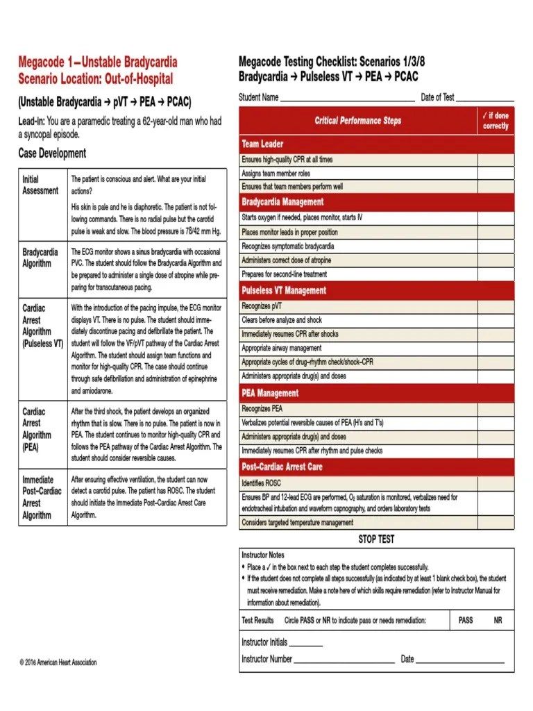 Megacode Testing Scenarios PDF Cardiopulmonary Resuscitation Cardiac Arrest