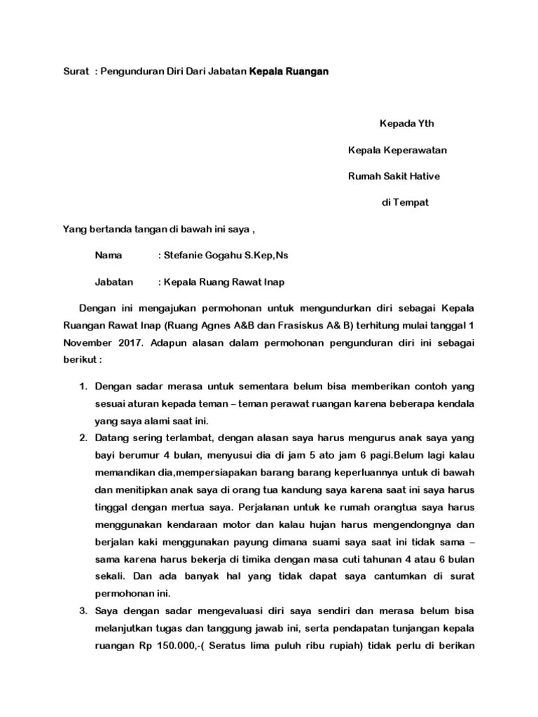 20 Contoh Surat Pengunduran Diri Dari Rumah Sakit Sebagai Perawat