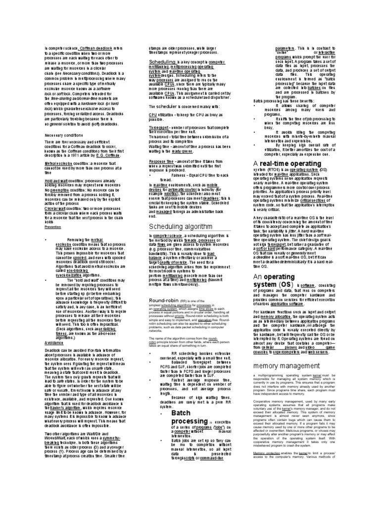 Operating System Short Notes