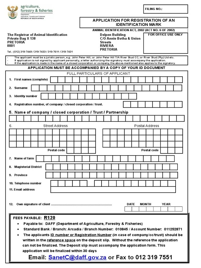 Application Identification Mark Signature Identity Document