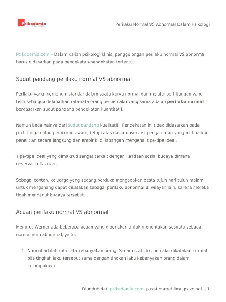 Perilaku Normal Vs Abnormal Dalam Psikologi | PDF