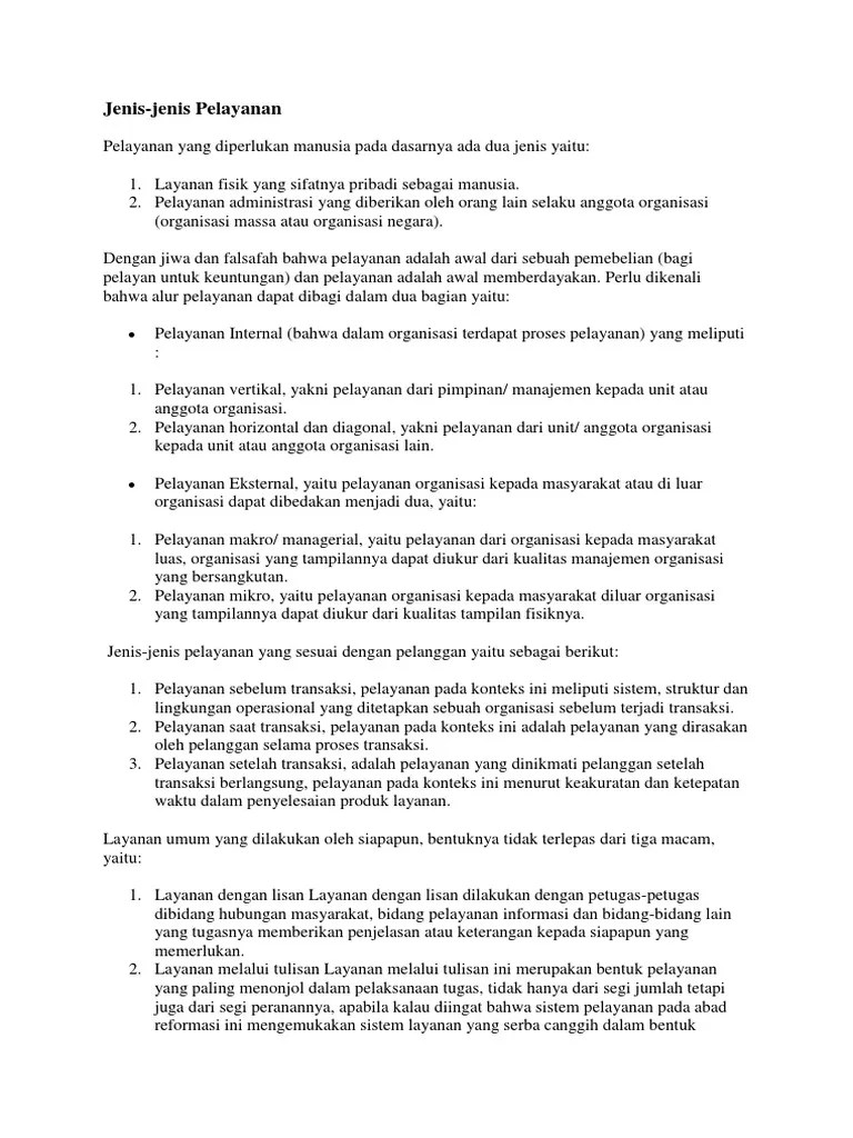 Jenis-Jenis Pelayanan | PDF