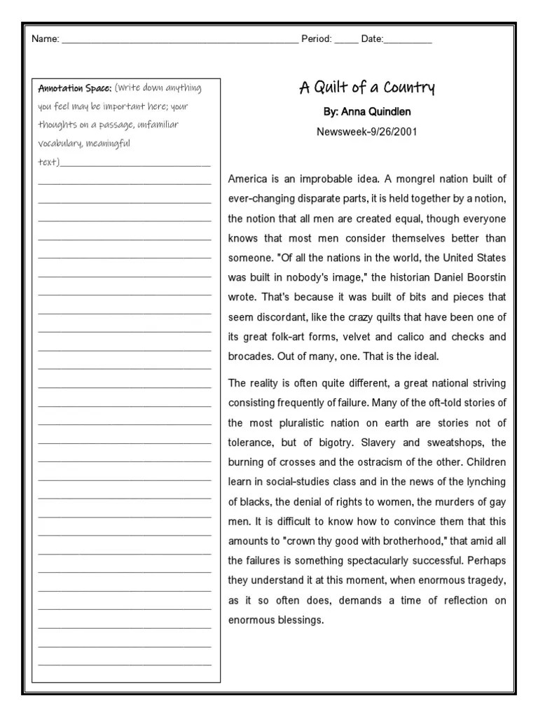 A Quilt of A Country Text | PDF