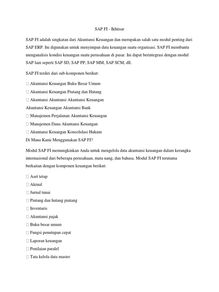 SAP FICO Tutorial Versi Indonesia | PDF