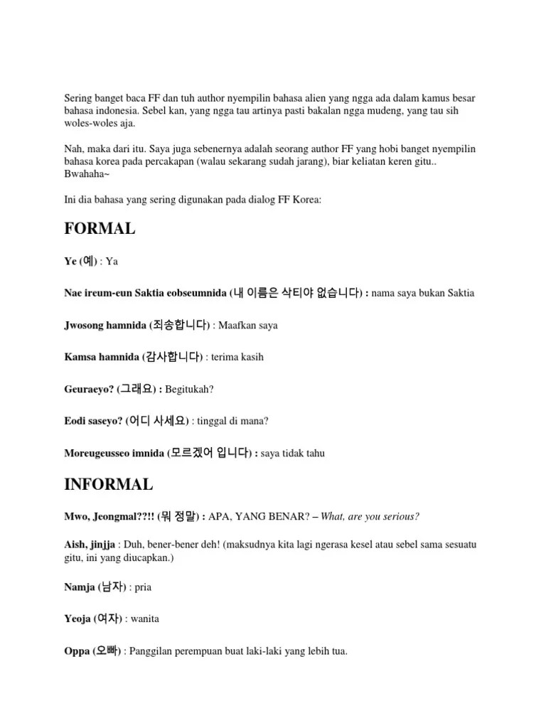 Cara Berbicara Bahasa Korea | PDF