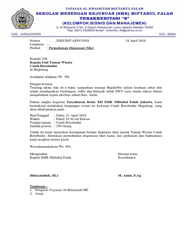 Contoh surat rasmi permohonan kunjungan hormat surasmi x. Contoh Surat Keringan Masuk Ke Tempat Wisata Tempat Wisata Indonesia