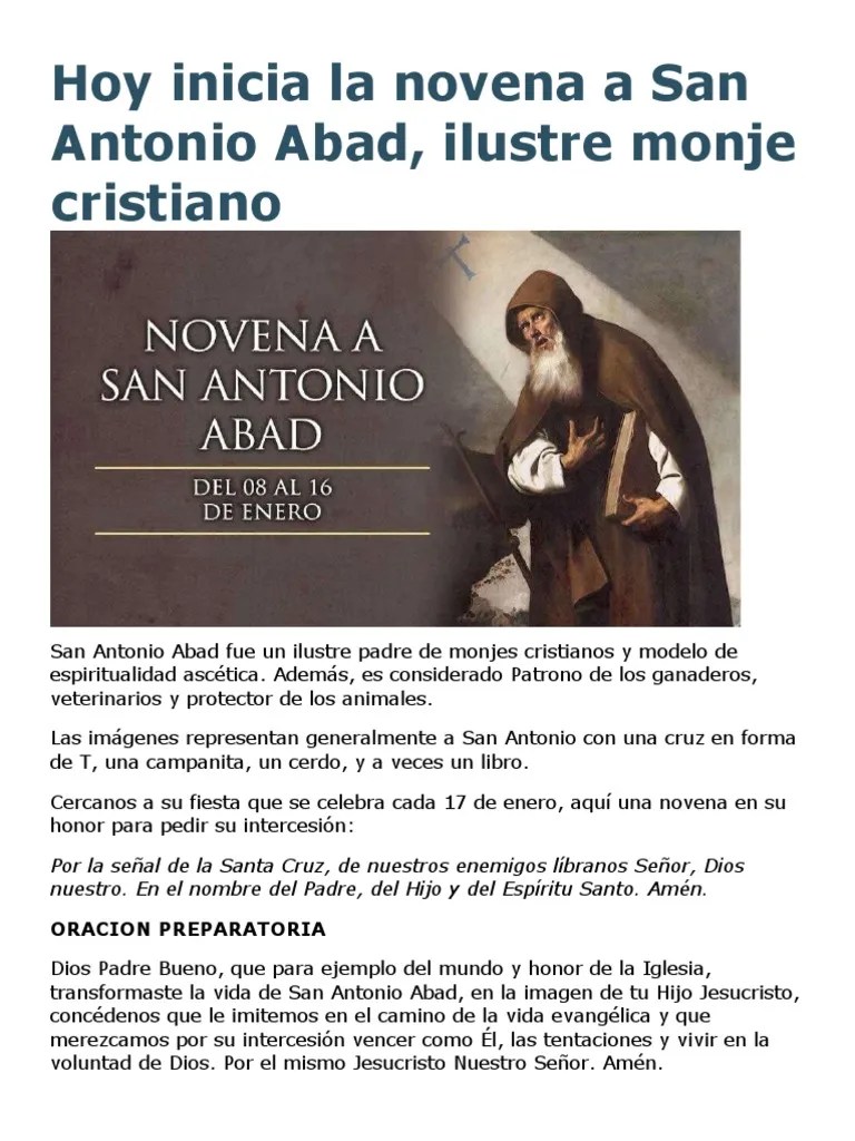 Hoy Inicia La Novena A San Antonio Abad PDF Oración Salmos