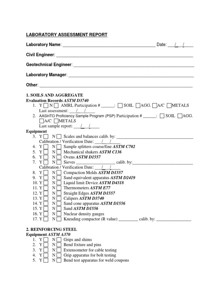 Laboratory Assessment Report Calibration Concrete