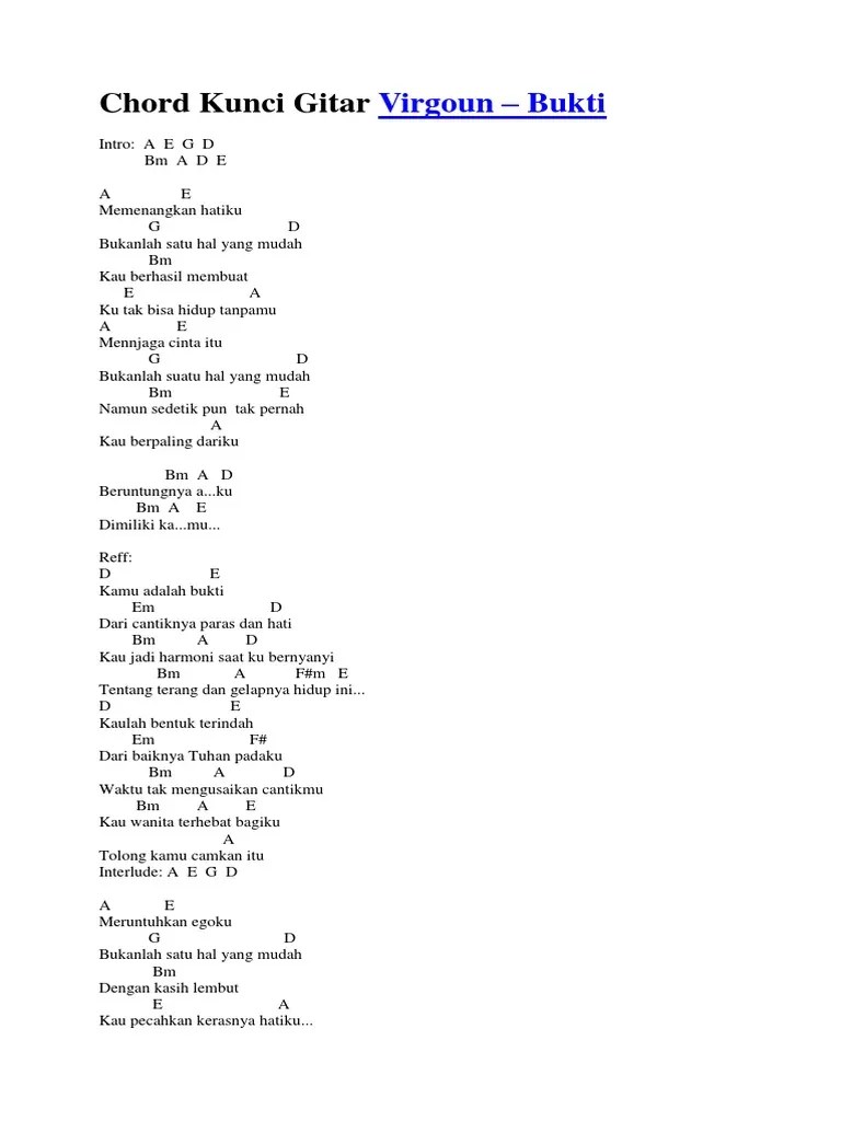 Lirik Dan Kunci Gitar Bukti Virgoun