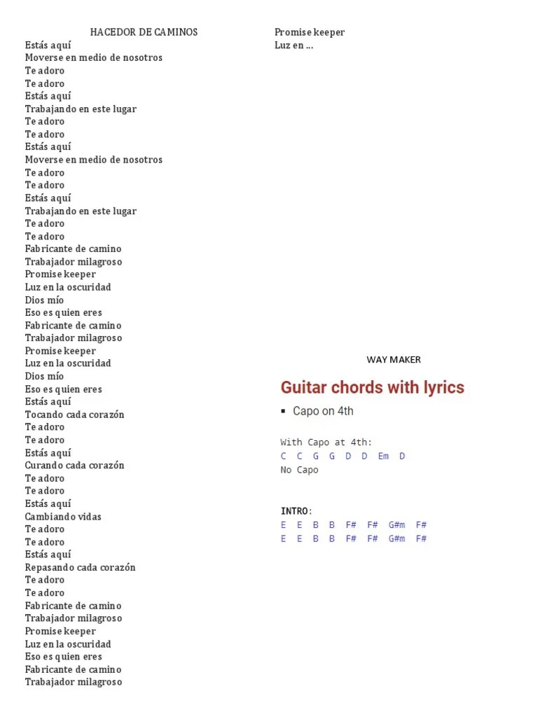 Hacedor de Caminos Way Maker Chords