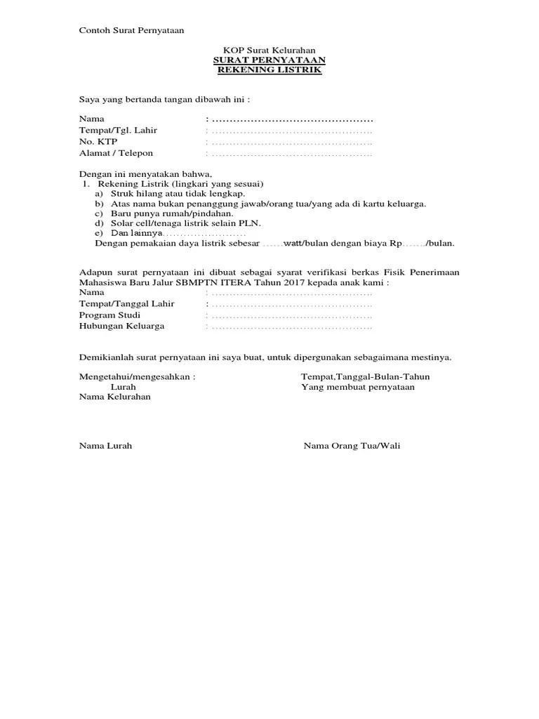 Contoh Surat Tagihan Listrik Terbaru weblogging001