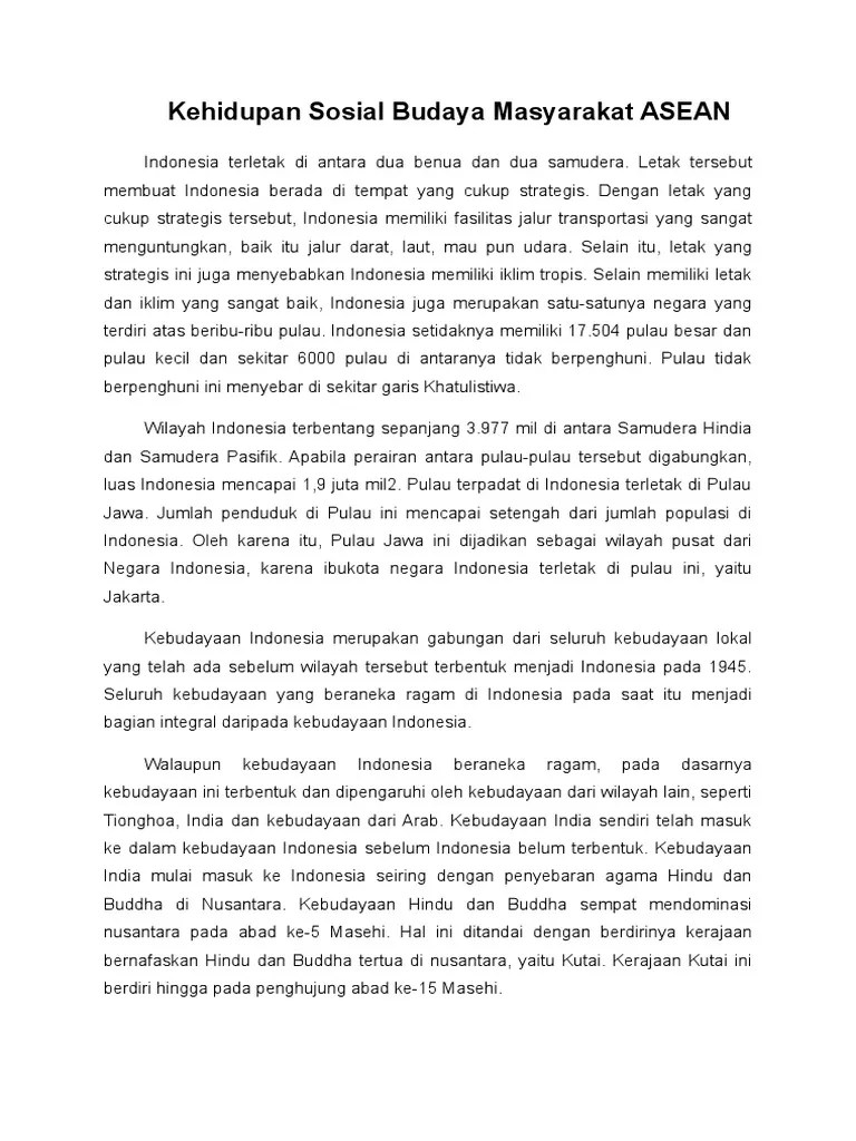 Kehidupan Sosial Budaya Masyarakat ASEAN | PDF
