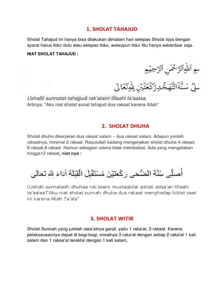 Niat Sholat Tahajud Empat Rakaat