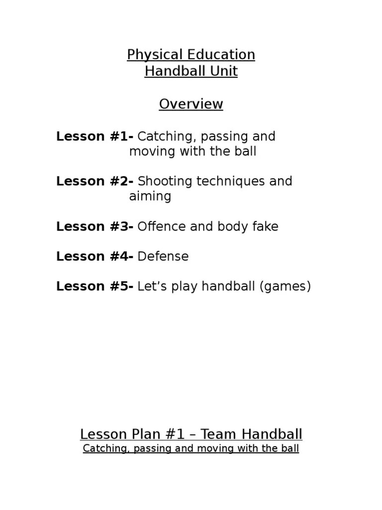 Handball Unit PDF Ball Games Sports Rules And Regulations