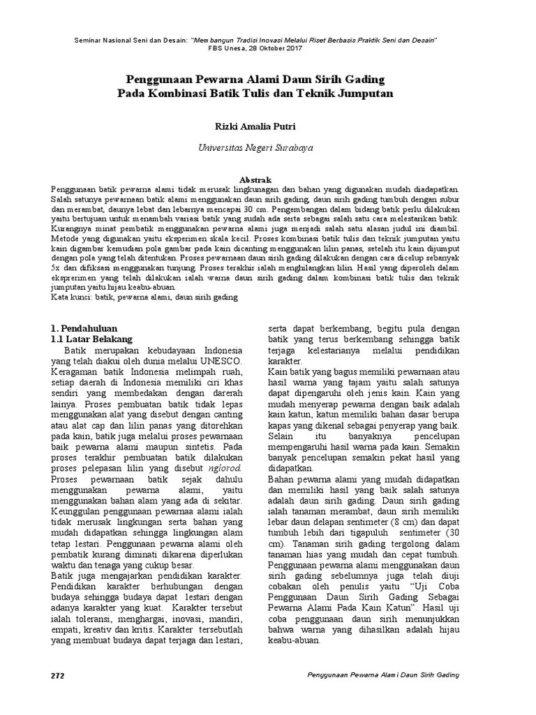 Penggunaan Pewarna Alami Daun Sirih Gadi