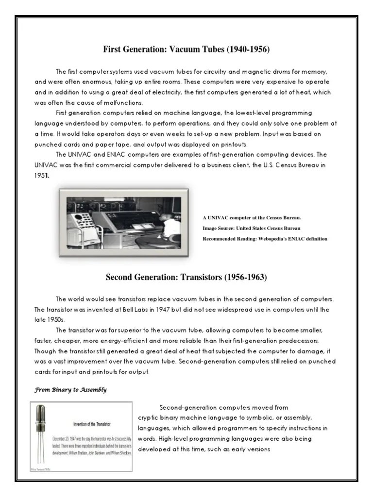 First Generation Vacuum Tubes (19401956) PDF Computer Program