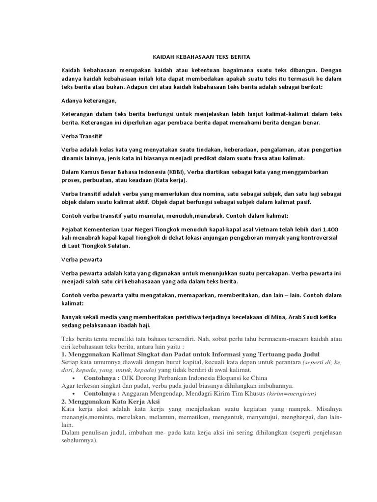 Apa Arti Kalimat Berita Dalam Kamus Bahasa Indonesia