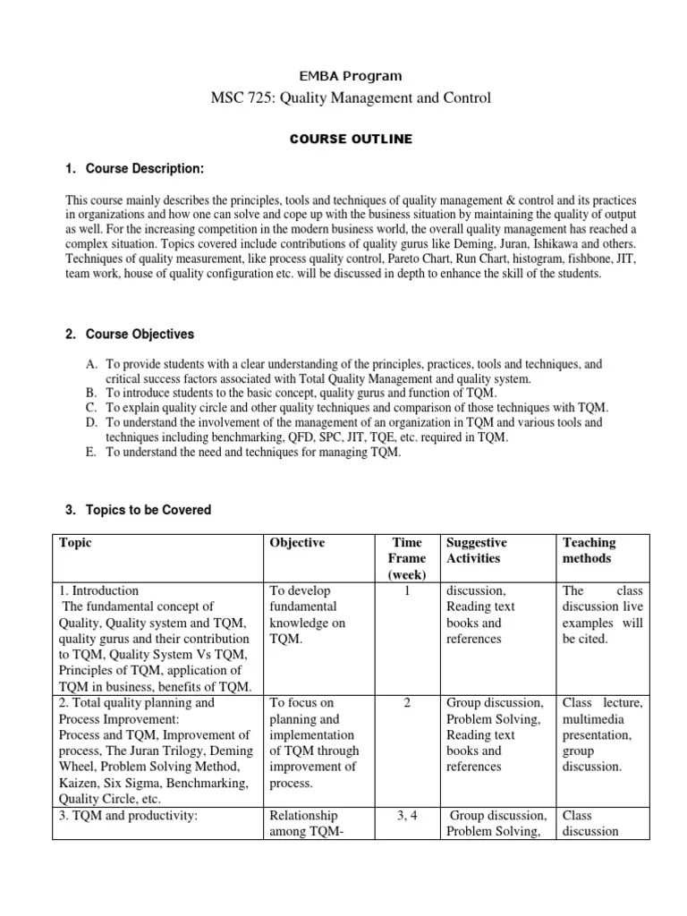 Course Outline_Total Quality Management_EMBA Quality