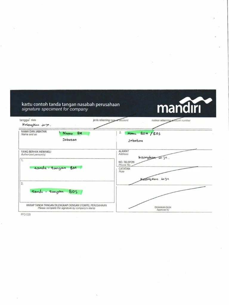 Panduan Ttd Kartu Specimen Bank Mandiri