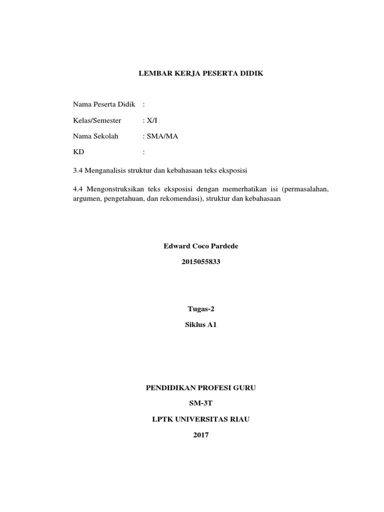 Lkpd Teks Eksposisi | Pdf