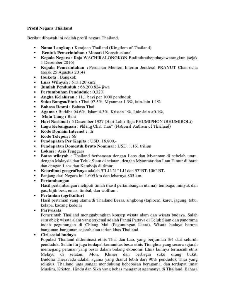 Profil Negara Thailand