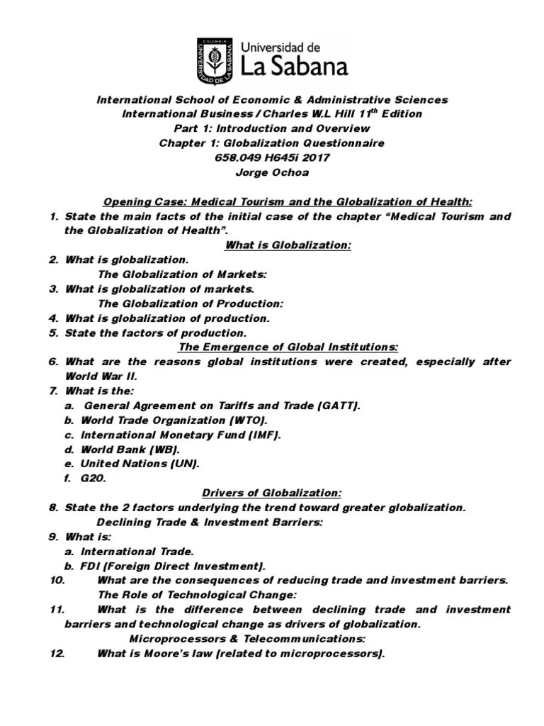 1.Globalization Questionnaire (11Th Ed) | Pdf | Globalization | Foreign Direct Investment