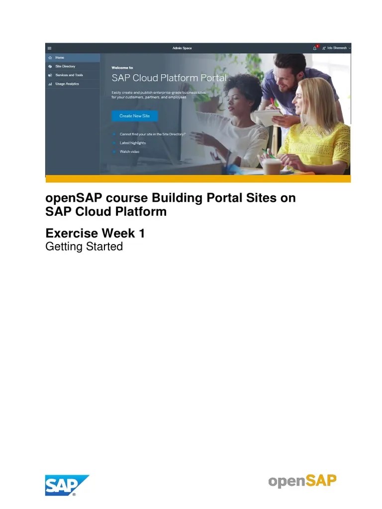 OpenSAP Portal1 Week 1 Exercise PDF Screenshot Cloud Computing