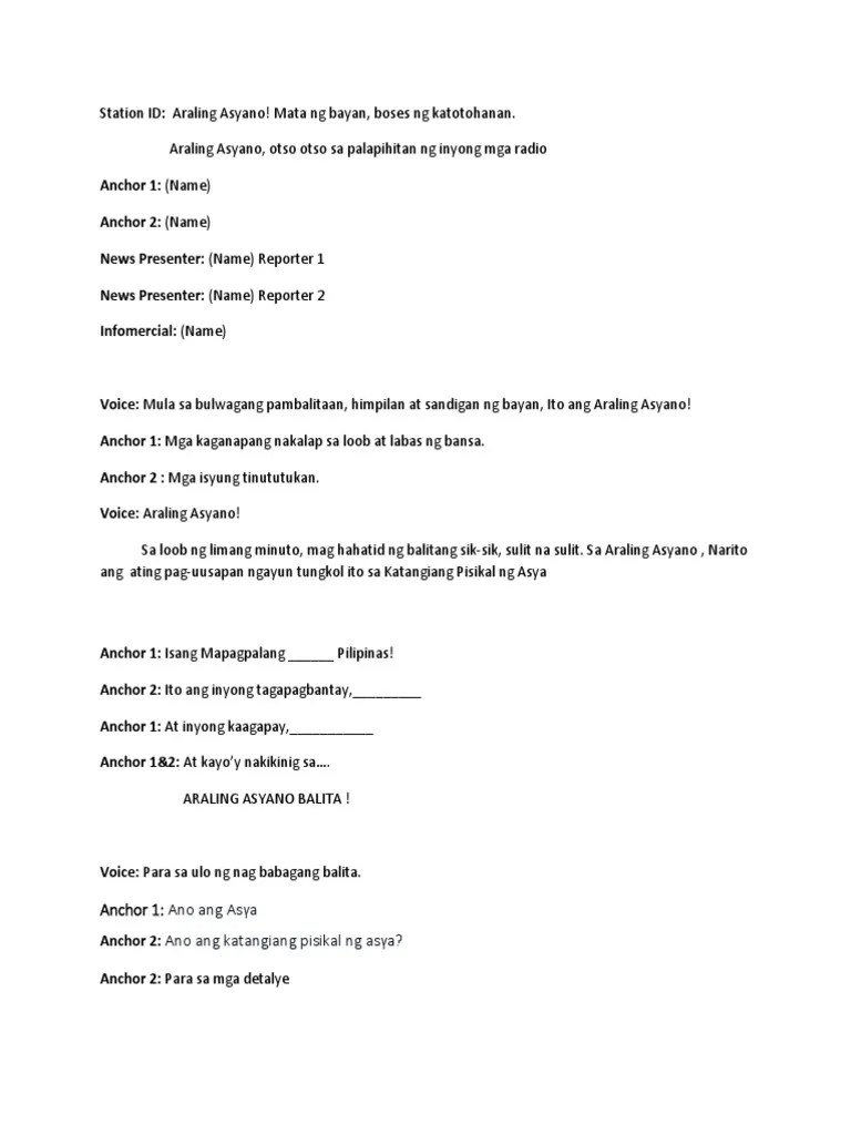 Filipino Radio Broadcasting Script
