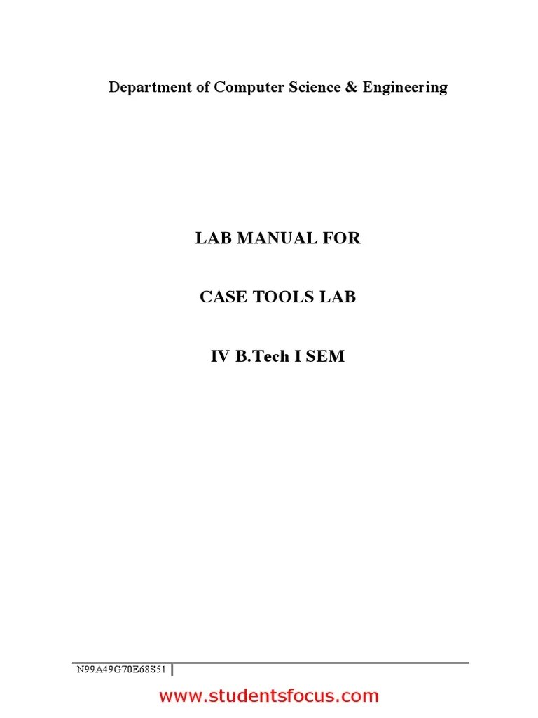 Case Tools Lab Manual IV CSE 2013 Regulation PDF Use Case Unified