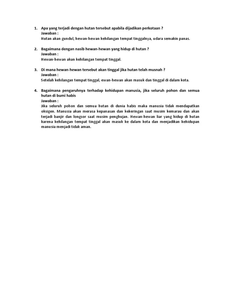 Apa Yang Terjadi Dengan Hutan Tersebut Apabila Dijadikan Perkotaan | PDF