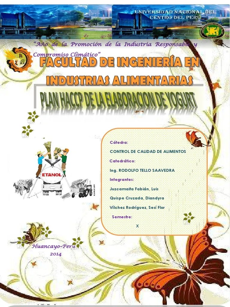 Plan HACCP Yogurt Análisis de peligros y puntos críticos de control