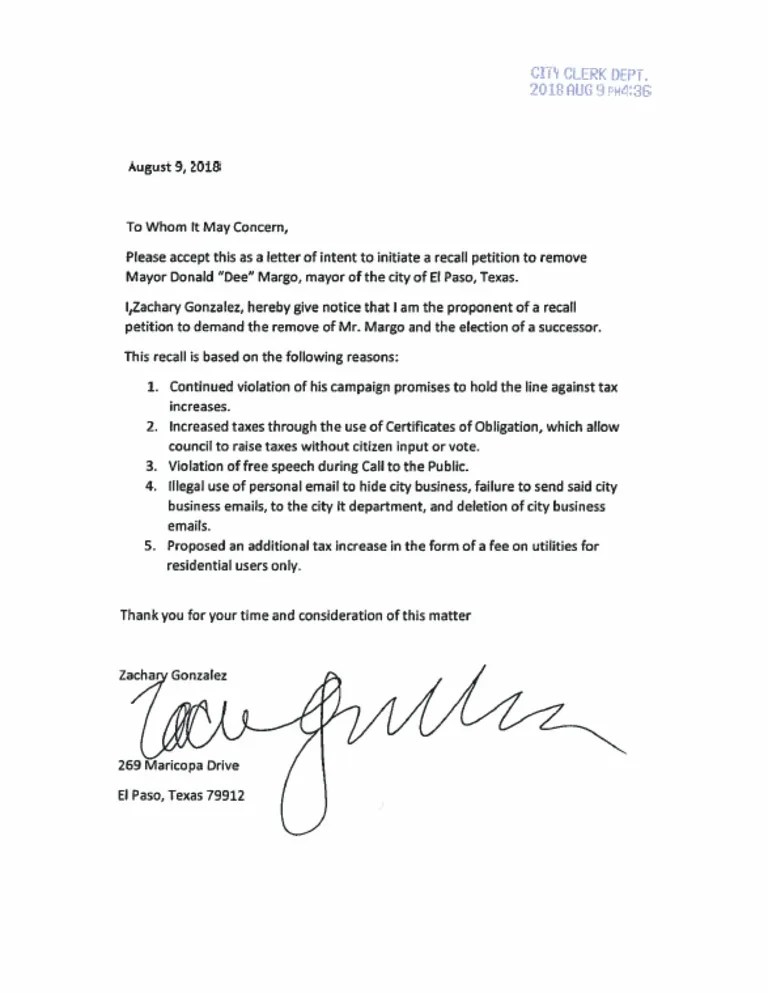 Petition To Recall The Mayor PDF