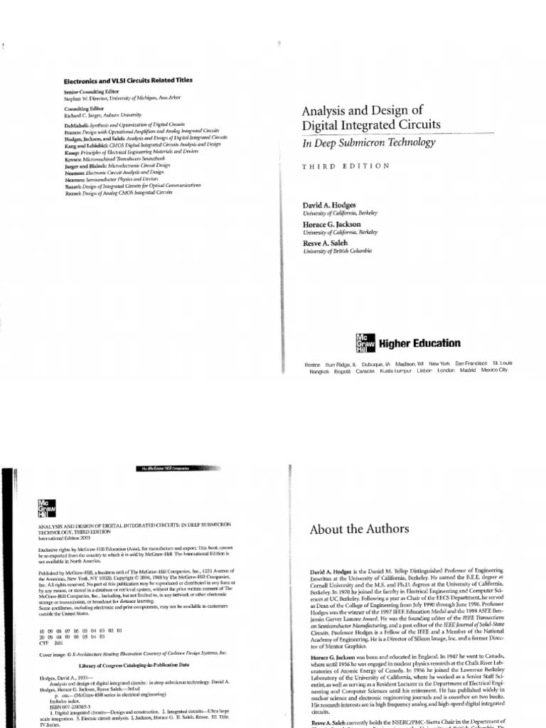 Hodges Analysis and Design of Digital Integrated Circuits PDF