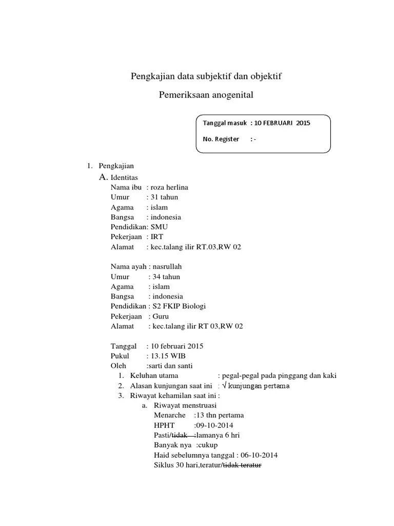 Pengkajian Data Subjektif Dan Objektif | PDF