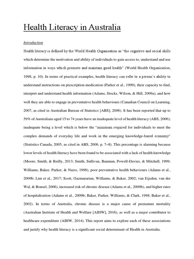 Health Literacy As A Social Determinant of Health PDF