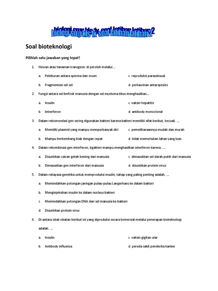 Biologi SMP IX Latihan 2 Lanjutan | PDF