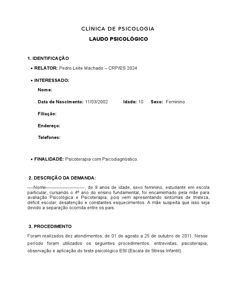 Modelo de Laudo Psicológico