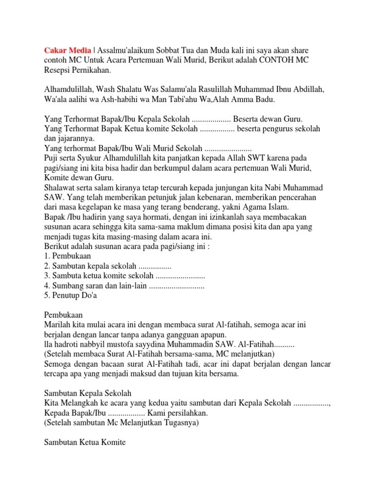 Contoh Teks Pembawa Acara Rapat Pleno Sekolah Terbaik