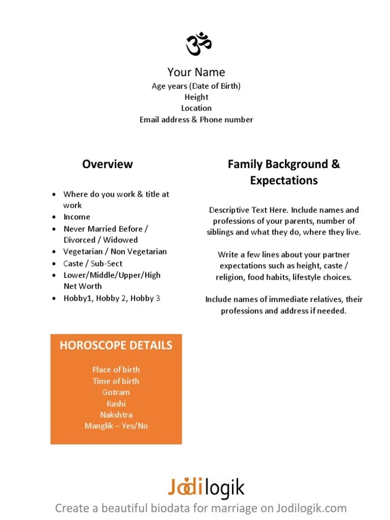 Hindu Marriage Biodata Format in Word Marriage Kinship And Descent