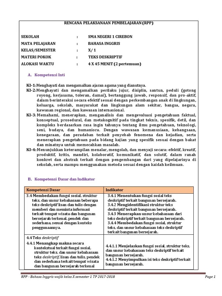 Fungsi Sosial Struktur Teks Dan Unsur Kebahasaan Teks Deskripsi