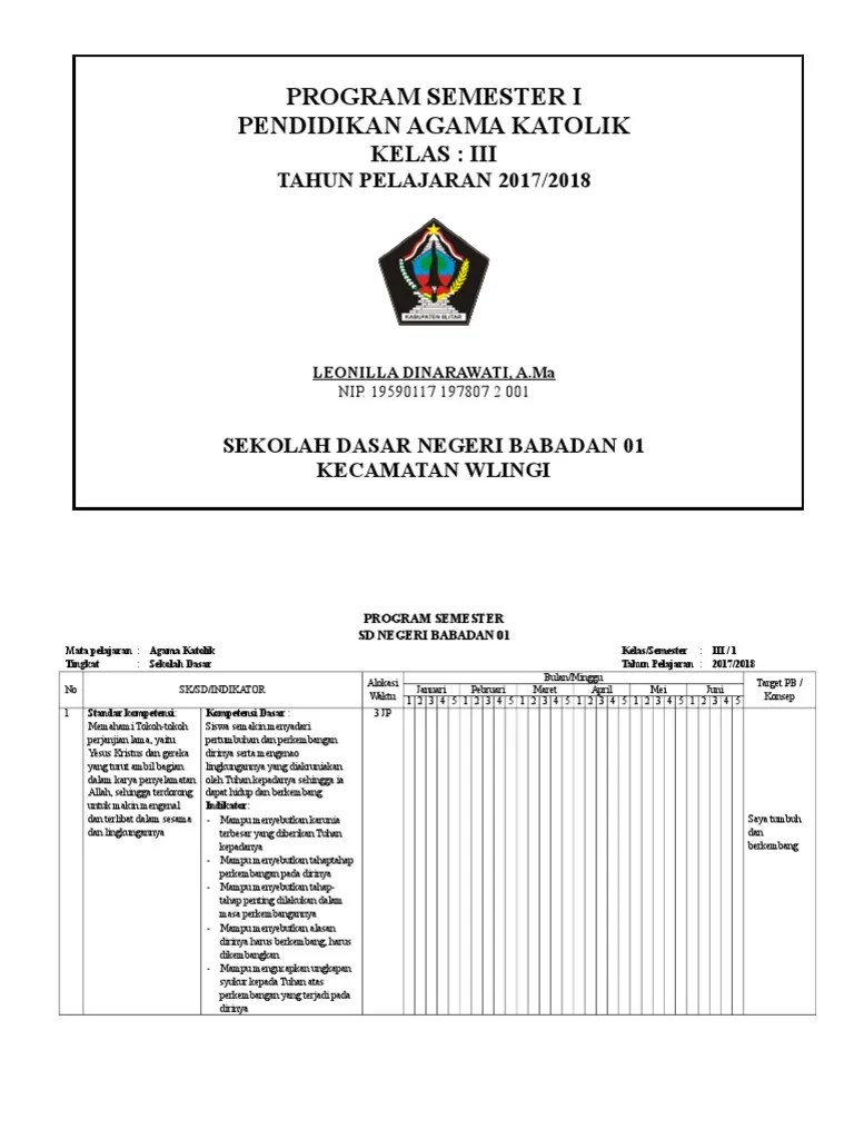 Prota Promes Agama Katolik Sd